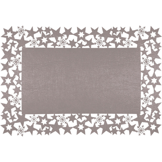 St Helens Felt Grey Star and Snowflake Table Mat 30 x 45cm 2 Pack - image 1