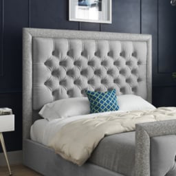 Venice King Size Grey Soft Velvet Upholstered Bed Frame with Glitter Border Headboard - thumbnail 3
