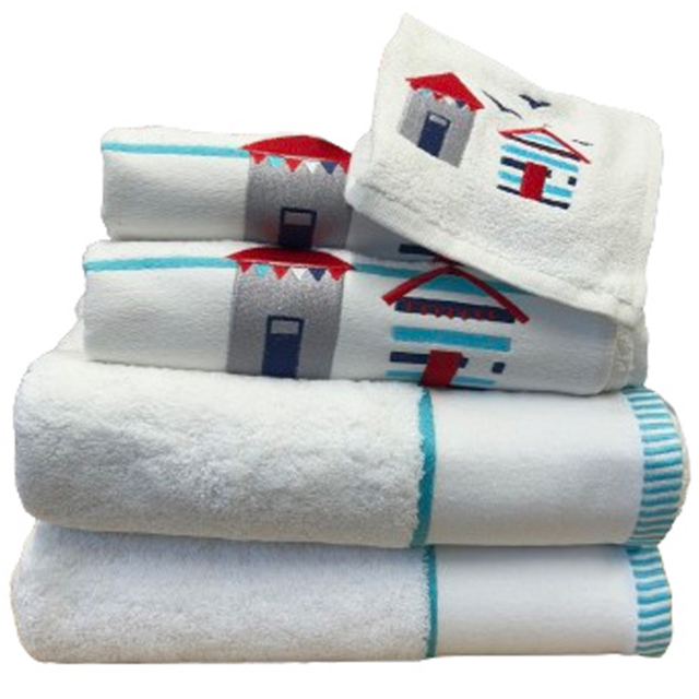 Bellissimo Beach Hut Turkish Cotton Green Towels Set of 6 - image 1