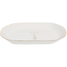 White and Gold Christmas Tree Oval Platter 30.6cm