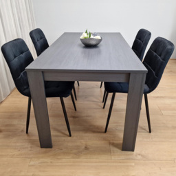 Portland 4 Seater Dining Set Dark Grey and Black - thumbnail 1