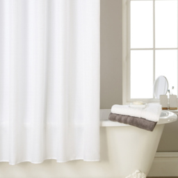 Waterline White Textured Waffle Shower Curtain 180 x 180cm