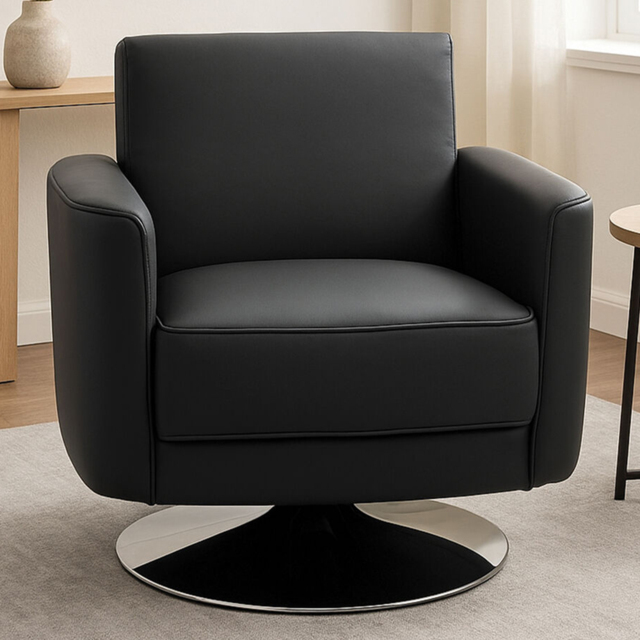Premier Housewares Wester Grey Leather Effect Swivel Chair - image 1