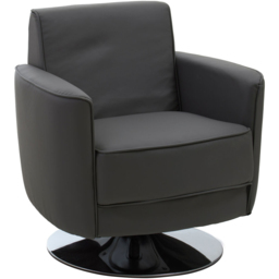 Premier Housewares Wester Grey Leather Effect Swivel Chair - thumbnail 2