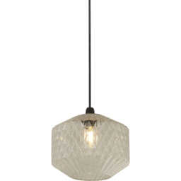 Lighting Collection Clear Glass Carved Grooves Pendant Shade - thumbnail 3