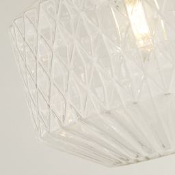 Lighting Collection Clear Glass Carved Grooves Pendant Shade - thumbnail 4