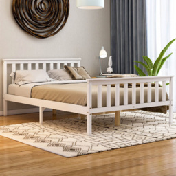 Vida Designs Milan Double White High Foot Wooden Bed Frame - thumbnail 1