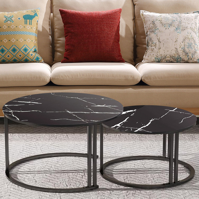 Kosy Koala Marble Glass Round Nest of Tables Set of 2 - image 1