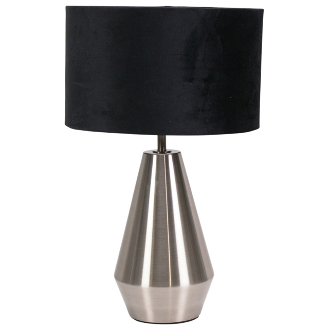 ValueLights Jax Black Velvet Shade Brushed Chrome Touch LED Table Lamp - image 1
