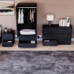 Vida Designs Denver 3 Piece Black Bedroom Furniture Set - thumbnail 4