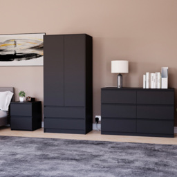 Vida Designs Denver 3 Piece Black Bedroom Furniture Set - thumbnail 3