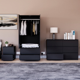 Vida Designs Denver 3 Piece Black Bedroom Furniture Set - thumbnail 2
