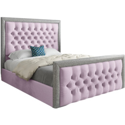 Venice King Size Pink Soft Velvet Upholstered Bed Frame with Glitter Border Headboard - thumbnail 2