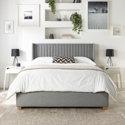 Catherine Lansfield Soho Super King Size Grey Twill Ottoman Wing Bed - thumbnail 1