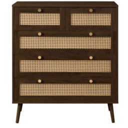 Croxley 5 Drawer Brown Rattan Chest of Drawers - thumbnail 4