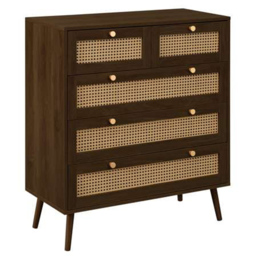 Croxley 5 Drawer Brown Rattan Chest of Drawers - thumbnail 2