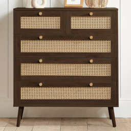 Croxley 5 Drawer Brown Rattan Chest of Drawers - thumbnail 1