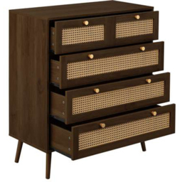 Croxley 5 Drawer Brown Rattan Chest of Drawers - thumbnail 3