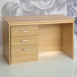 R White Cabinets Brown Large 3 Drawer Filing Home Office Desk - thumbnail 1
