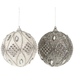 Jewelled Bauble - Silver - thumbnail 1