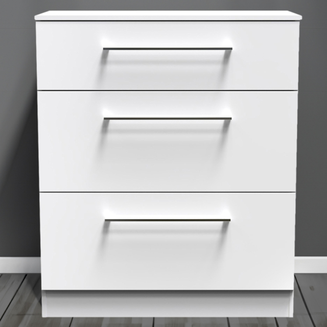 Crowndale Worcester White 3 Drawer Deep Chest Ready Assembled - image 1