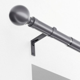 New Edge Blinds Charcoal Ball End Extendable Eyelet Metal Curtain Pole Set 170-300cm - thumbnail 2