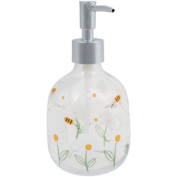Daisy and Bee Glass Soap Dispenser Clear