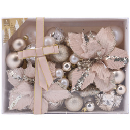 Blushing Ballroom Champagne Flower and Bauble Set 54 Pack - thumbnail 1