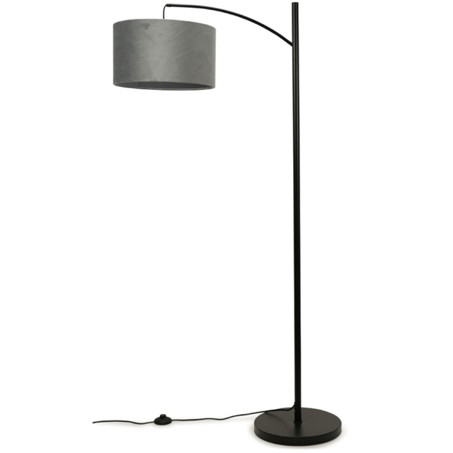 ValueLights Preto Black and Grey Velvet Shade Metal LED Floor Lamp - image 1