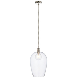Merano Livorno Hammered Glass Bright Nickel Plate Dome Pendant Ceiling Light