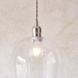 Merano Livorno Hammered Glass Bright Nickel Plate Dome Pendant Ceiling Light - thumbnail 4