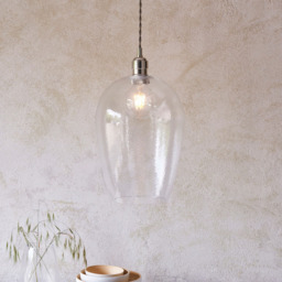 Merano Livorno Hammered Glass Bright Nickel Plate Dome Pendant Ceiling Light - thumbnail 2