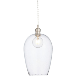 Merano Livorno Hammered Glass Bright Nickel Plate Dome Pendant Ceiling Light - thumbnail 3