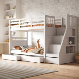 Flair Lunar Junior White Bunk Bed with 3 Drawers - thumbnail 1