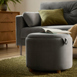 Lottie Storage Tray Ottoman - Mid Grey