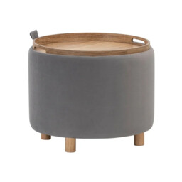 Lottie Storage Tray Ottoman - Mid Grey - thumbnail 4