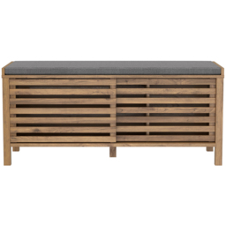 Homebase Flexi Storage Erik Mango Wood Effect 2 Door Slatted Hallway Bench with Cushion - thumbnail 4