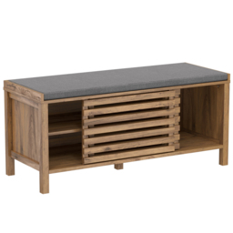 Homebase Flexi Storage Erik Mango Wood Effect 2 Door Slatted Hallway Bench with Cushion - thumbnail 3