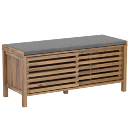 Homebase Flexi Storage Erik Mango Wood Effect 2 Door Slatted Hallway Bench with Cushion - thumbnail 2