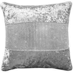 Intimates Diamonte Crushed Velvet Silver Filled Cushion 43 x 43cm 2 Pack