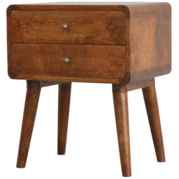 Artisan Furniture Chestnut 2 Drawer Solid Wood Curved Bedside Table - thumbnail 3
