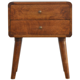 Artisan Furniture Chestnut 2 Drawer Solid Wood Curved Bedside Table - thumbnail 2