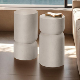 tectake Amine Round White Side Table Set of 2 - thumbnail 1