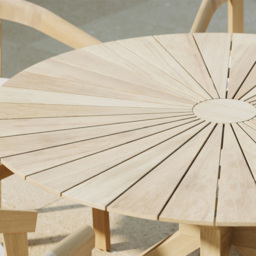 Charles Bentley Acacia Wood 6 Seater Round Dining Table with Sundial Top - thumbnail 4