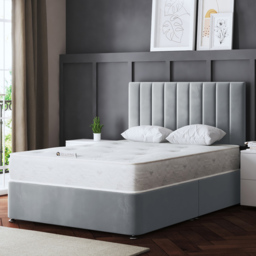 DS Living Amelia Small Double Silver Upholstered Panel 4 Drawer Divan Bed