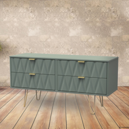 Crowndale Diamond 4 Drawer Reed Green Chest of Drawers