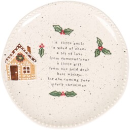 Festive Stone Gingerbread Plate White