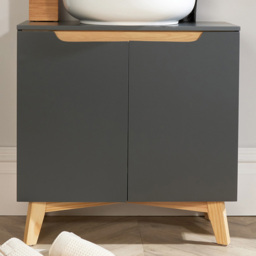 Home Source Florence 2 Door Grey Under Sink Cabinet