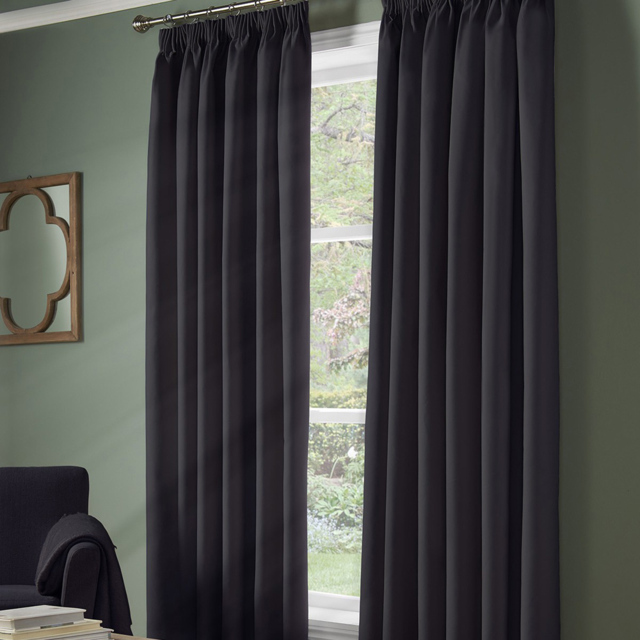 Alan Symonds Essential Plain Pencil Pleat Taped Top Curtains Charcoal 228 x 228cm - image 1