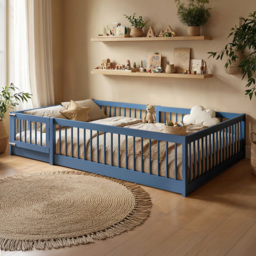Flair Imogen Blue Small Double Montessori Toddler Floor Bed